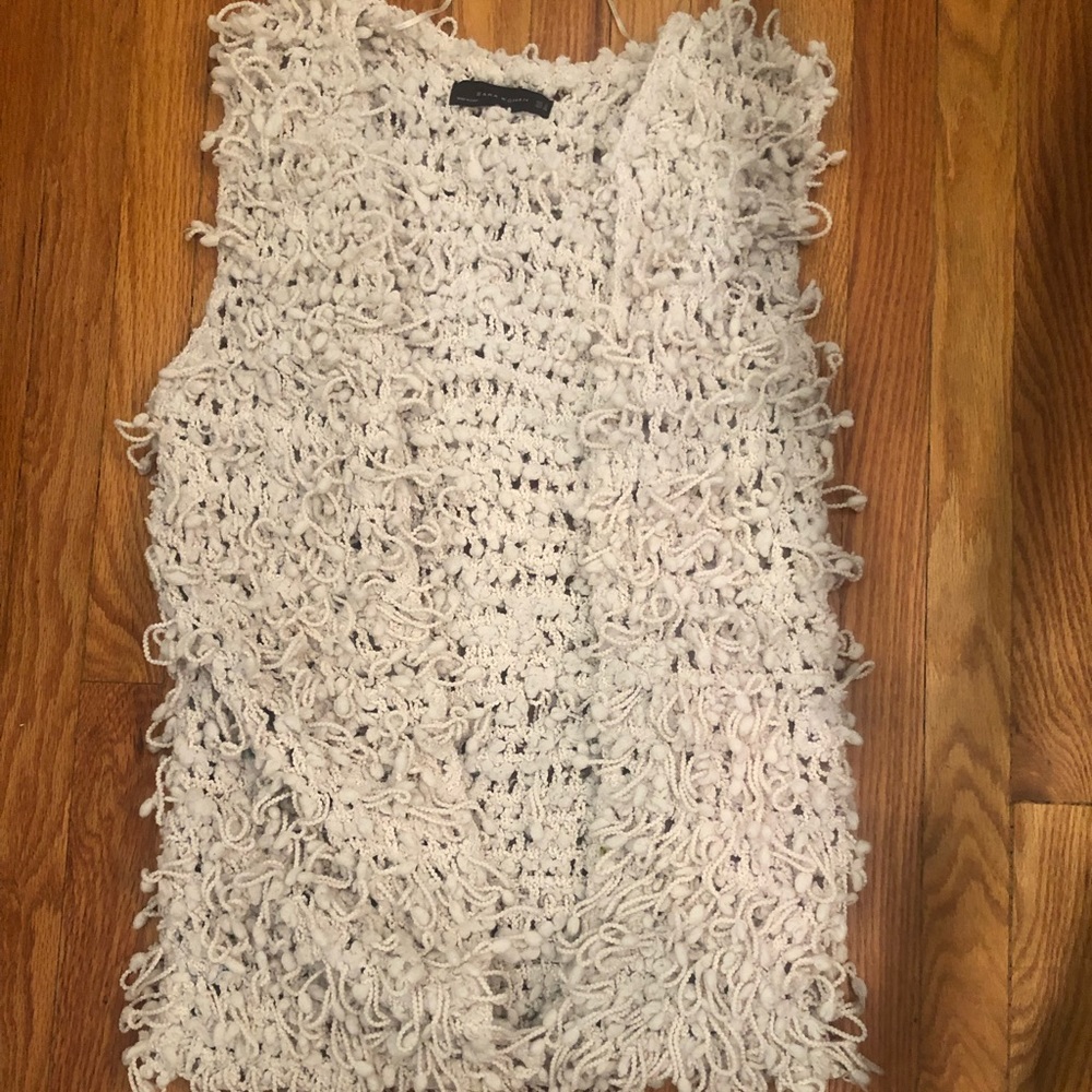 ZARA Tan Nude Fringe Vest Size Medium